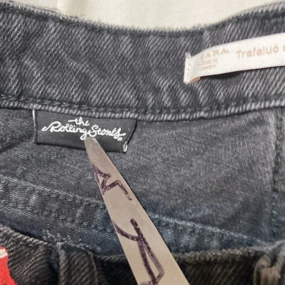 The Rolling Stones Destroyed Black Short Shorts 10 W/Lips Logo - Picture 6 of 11